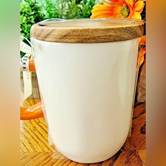 New Rae Dunn HAPPY HOWLOWEEN Halloween Dog Coffee Tea Mug Cup w/ Wood Lid - Picture 8 of 8